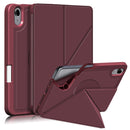 Cloth Texture Multi-folding Horizontal Flip PU Leather Shockproof Tablet Case with Holder & Sleep / Wake-up Function & Pen Slot For iPad mini 6(Wine Red)