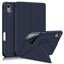 Cloth Texture Multi-folding Horizontal Flip PU Leather Shockproof Tablet Case with Holder & Sleep / Wake-up Function & Pen Slot For iPad mini 6(Dark Blue)