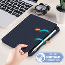 Cloth Texture Multi-folding Horizontal Flip PU Leather Shockproof Tablet Case with Holder & Sleep / Wake-up Function & Pen Slot For iPad mini 6(Dark Blue)