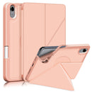 Cloth Texture Multi-folding Horizontal Flip PU Leather Shockproof Tablet Case with Holder & Sleep / Wake-up Function & Pen Slot For iPad mini 6(Rose Gold)