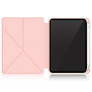 Cloth Texture Multi-folding Horizontal Flip PU Leather Shockproof Tablet Case with Holder & Sleep / Wake-up Function & Pen Slot For iPad mini 6(Rose Gold)