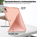 Cloth Texture Multi-folding Horizontal Flip PU Leather Shockproof Tablet Case with Holder & Sleep / Wake-up Function & Pen Slot For iPad mini 6(Rose Gold)