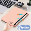 Cloth Texture Multi-folding Horizontal Flip PU Leather Shockproof Tablet Case with Holder & Sleep / Wake-up Function & Pen Slot For iPad mini 6(Rose Gold)