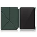 Cloth Texture Multi-folding Horizontal Flip PU Leather Shockproof Tablet Case with Holder & Sleep / Wake-up Function & Pen Slot For iPad mini 6(Dark Green)