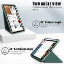 Cloth Texture Multi-folding Horizontal Flip PU Leather Shockproof Tablet Case with Holder & Sleep / Wake-up Function & Pen Slot For iPad mini 6(Dark Green)