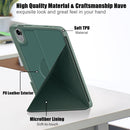 Cloth Texture Multi-folding Horizontal Flip PU Leather Shockproof Tablet Case with Holder & Sleep / Wake-up Function & Pen Slot For iPad mini 6(Dark Green)