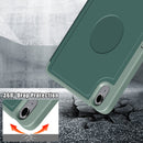 Cloth Texture Multi-folding Horizontal Flip PU Leather Shockproof Tablet Case with Holder & Sleep / Wake-up Function & Pen Slot For iPad mini 6(Dark Green)