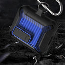 Wireless Earphones Shockproof Bumblebee Carbon Fiber Protective Case with Switch For AirPods 1/2(Blue)