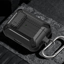 Wireless Earphones Shockproof Bumblebee Carbon Fiber Protective Case with Switch For AirPods Pro(Black Red)