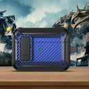 Wireless Earphones Shockproof Bumblebee Carbon Fiber Protective Case with Switch For AirPods Pro(Black Blue)