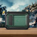 Wireless Earphones Shockproof Bumblebee Carbon Fiber Protective Case with Switch For AirPods Pro(Black Green)