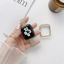 Rhombus Full Diamond Metal Wrist Strap Watch Band + Case For Apple Watch Series 6 & SE & 5 & 4 44mm(Gold)