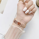 Rhombus Full Diamond Metal Wrist Strap Watch Band + Case For Apple Watch Series 6 & SE & 5 & 4 44mm(Rose Gold)