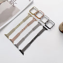 Rhombus Full Diamond Metal Wrist Strap Watch Band + Case For Apple Watch Series 3 & 2 & 1 38mm(Rose Gold)