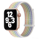 Hook and Loop Fastener Dual Section Watch Band For Apple Watch Series 7 41mm / 6&SE&5&4 40mm / 3&2&1 38mm(Reflective Rainbow Colors)