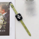 Small Slim Ethnic Leather Wrist Strap Watch Band For Apple Watch Series 7 41mm / 6&SE&5&4 40mm / 3&2&1 38mm(Dark Green)