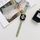 Small Slim Ethnic Leather Wrist Strap Watch Band For Apple Watch Series 7 41mm / 6&SE&5&4 40mm / 3&2&1 38mm(Light Green)