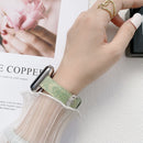 Small Slim Ethnic Leather Wrist Strap Watch Band For Apple Watch Series 7 45mm / 6&SE&5&4 44mm / 3&2&1 42mm(Light Green)