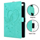 For Xiaomi Pad 5 / Pad 5 Pro Love Butterfly Pattern Horizontal Flip Leather Case with Holder & Sleep / Wake-up Function(Mint Green)