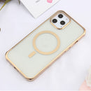 Straight Side Laser Plating Full Coverage Clear TPU Shockproof Magsafe Case For iPhone 13 Pro(Gold)