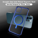 Straight Side Laser Plating Full Coverage Clear TPU Shockproof Magsafe Case For iPhone 13 Pro(Gold)
