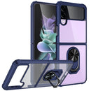 For Samsung Galaxy Z Flip3 5G Shockproof Transparent TPU + Acrylic Protective Case with Ring Holder(Blue)