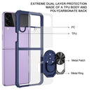 For Samsung Galaxy Z Flip3 5G Shockproof Transparent TPU + Acrylic Protective Case with Ring Holder(Blue)