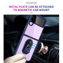 For Samsung Galaxy Z Flip3 5G Shockproof Transparent TPU + Acrylic Protective Case with Ring Holder(Blue)