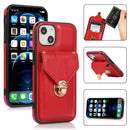 Fashion Buckle Protective Case with Holder & Card Slot & Wallet & Lanyard For iPhone 13 Pro Max(Red)
