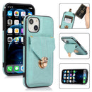 Fashion Buckle Protective Case with Holder & Card Slot & Wallet & Lanyard For iPhone 13 Pro Max(Green)