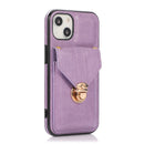 Fashion Buckle Protective Case with Holder & Card Slot & Wallet & Lanyard For iPhone 13 Pro Max(Purple)