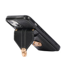 Fashion Buckle Protective Case with Holder & Card Slot & Wallet & Lanyard For iPhone 13 Pro Max(Black)