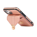 Fashion Buckle Protective Case with Holder & Card Slot & Wallet & Lanyard For iPhone 13 Pro(Rose Gold)