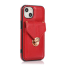 Fashion Buckle Protective Case with Holder & Card Slot & Wallet & Lanyard For iPhone 13 Pro(Red)