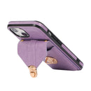Fashion Buckle Protective Case with Holder & Card Slot & Wallet & Lanyard For iPhone 13 Pro(Purple)