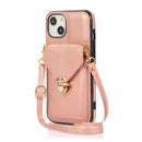 Fashion Buckle Protective Case with Holder & Card Slot & Wallet & Lanyard For iPhone 13(Rose Gold)