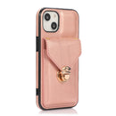 Fashion Buckle Protective Case with Holder & Card Slot & Wallet & Lanyard For iPhone 13 mini(Rose Gold)