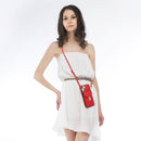 Fashion Buckle Protective Case with Holder & Card Slot & Wallet & Lanyard For iPhone 13 mini(Red)