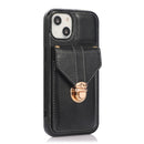 Fashion Buckle Protective Case with Holder & Card Slot & Wallet & Lanyard For iPhone 13 mini(Black)