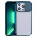 Sliding Camera Cover Design TPU Protective Case For iPhone 13 Pro Max(Dark Green)