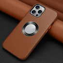 Nappa Texture Leather Back Cover Shockproof Case For iPhone 13 Pro Max(Brown)