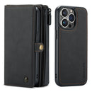 CaseMe-018 Detachable Multifunctional Horizontal Flip Leather Case with Card Slot & Holder & Zipper Wallet & Photo Frame For iPhone 13 Pro(Black)