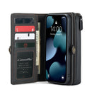 CaseMe-018 Detachable Multifunctional Horizontal Flip Leather Case with Card Slot & Holder & Zipper Wallet & Photo Frame For iPhone 13 Pro(Black)