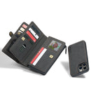 CaseMe-018 Detachable Multifunctional Horizontal Flip Leather Case with Card Slot & Holder & Zipper Wallet & Photo Frame For iPhone 13 Pro(Black)