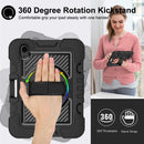 360 Degree Rotation Contrast Color Shockproof Silicone + PC Tablet Case with Holder & Hand Grip Strap & Shoulder Strap For iPad mini 6(Black)