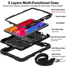 360 Degree Rotation Contrast Color Shockproof Silicone + PC Tablet Case with Holder & Hand Grip Strap & Shoulder Strap For iPad mini 6(Black)