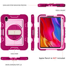 360 Degree Rotation Contrast Color Shockproof Silicone + PC Tablet Case with Holder & Hand Grip Strap & Shoulder Strap For iPad mini 6(Rose Red+Pink)