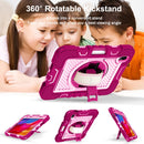 360 Degree Rotation Contrast Color Shockproof Silicone + PC Tablet Case with Holder & Hand Grip Strap & Shoulder Strap For iPad mini 6(Rose Red+Pink)