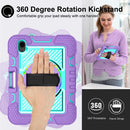 360 Degree Rotation Contrast Color Shockproof Silicone + PC Tablet Case with Holder & Hand Grip Strap & Shoulder Strap For iPad mini 6(Purple+Mint Green)
