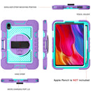 360 Degree Rotation Contrast Color Shockproof Silicone + PC Tablet Case with Holder & Hand Grip Strap & Shoulder Strap For iPad mini 6(Purple+Mint Green)